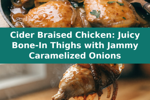 Cider Braised Chicken: Juicy Bone-In Thighs with Jammy Caramelized Onions Pinterest recipe pin