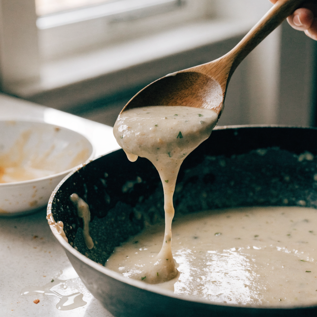 Close-up of crock pot angel chicken with creamy italian sauce