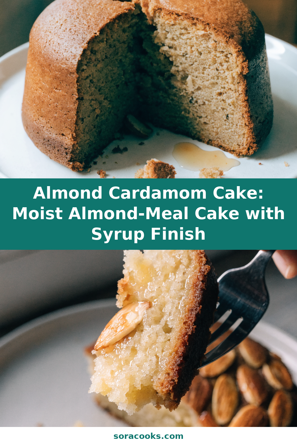 Almond Cardamom Cake: Moist Almond-Meal Cake with Syrup Finish Pinterest recipe pin