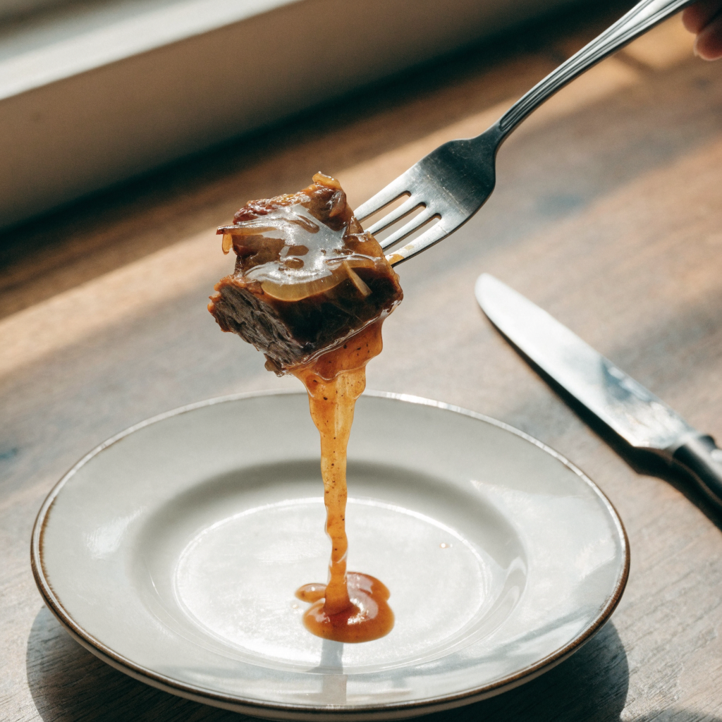 Close-up of french onion chuck roast