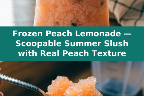 Frozen Peach Lemonade — Scoopable Summer Slush with Real Peach Texture Pinterest recipe pin
