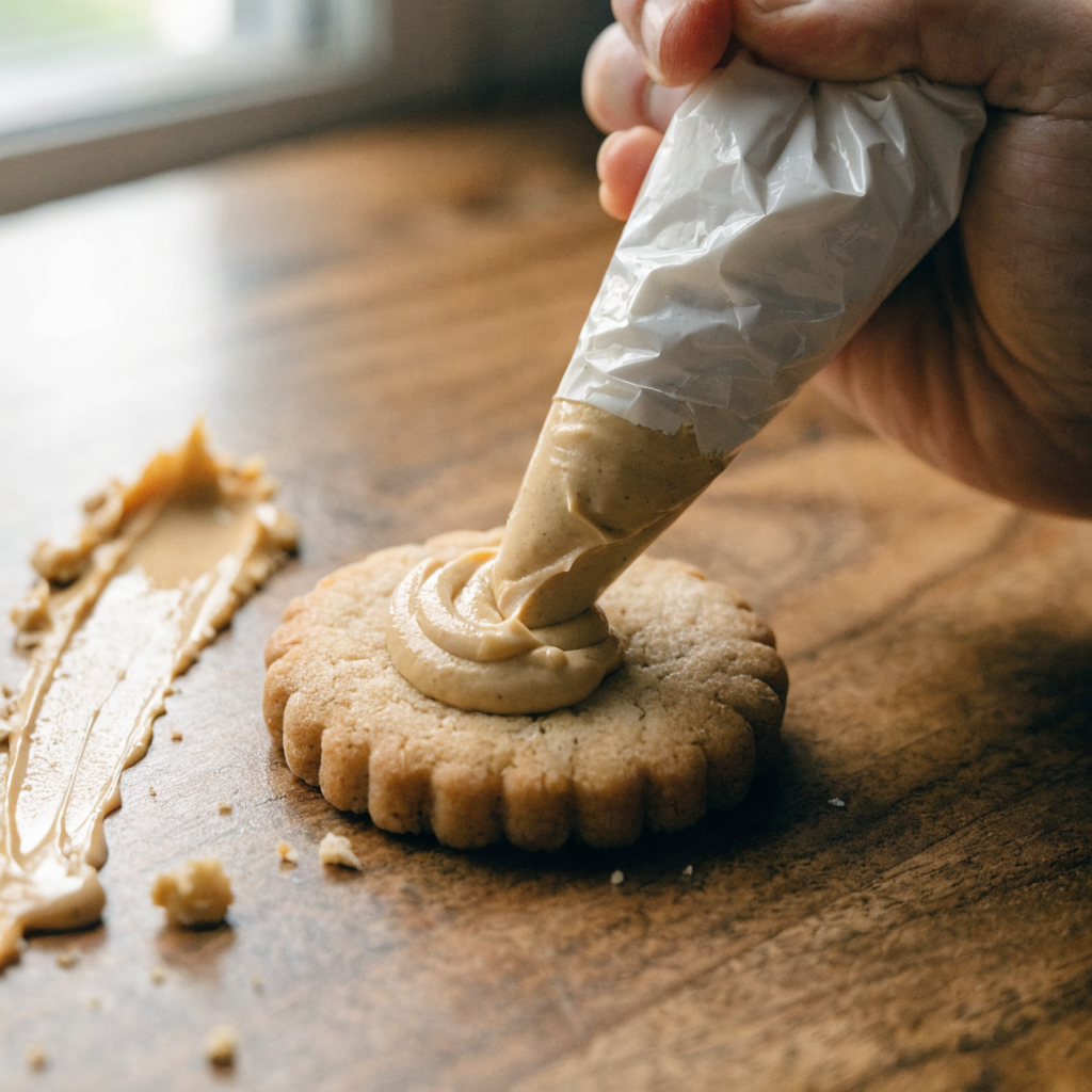 Close-up of homemade nutter butter cookies