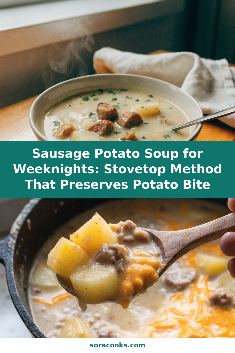 Hearty Sausage Potato Soup with Smashed-Potato Texture
