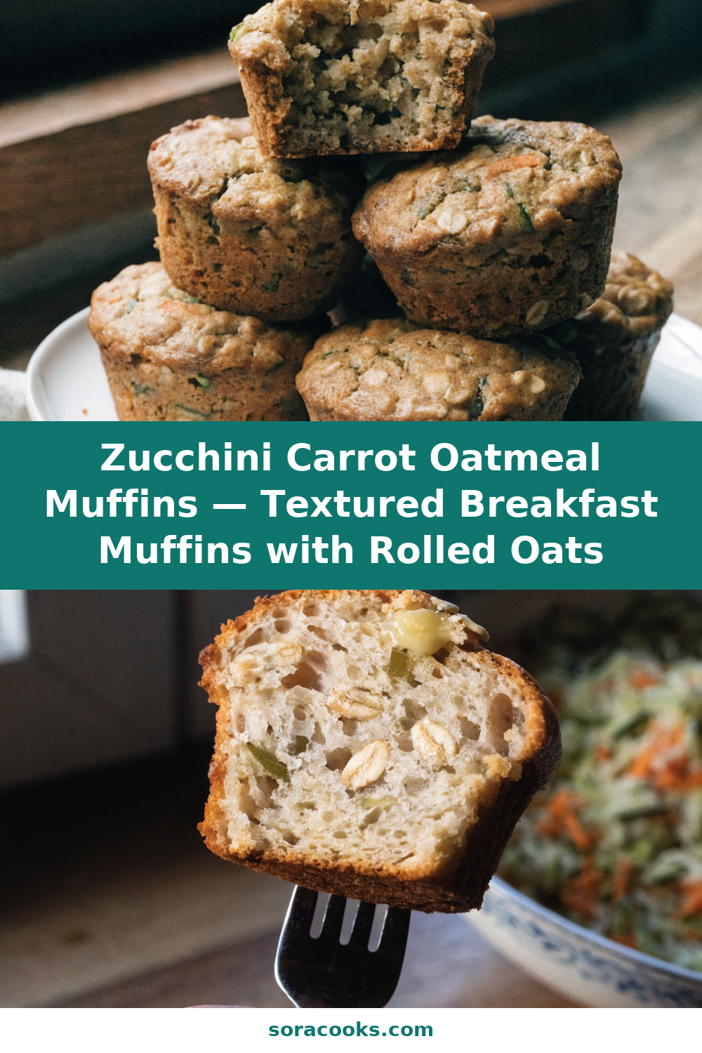 Zucchini Carrot Oatmeal Muffins