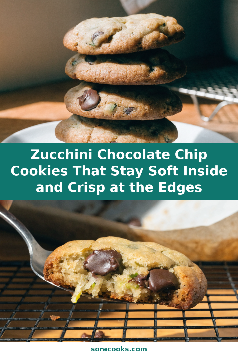 Zucchini Chocolate Chip Cookies That Stay Soft Inside and Crisp at the Edges Pinterest recipe pin